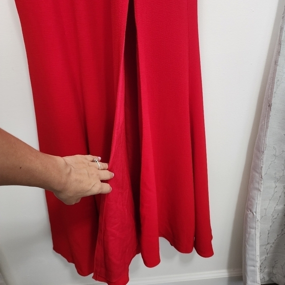 Dress the Population Rouge Shiloh Red Halter Gown Dress Event Party Prom - Picture 8 of 14